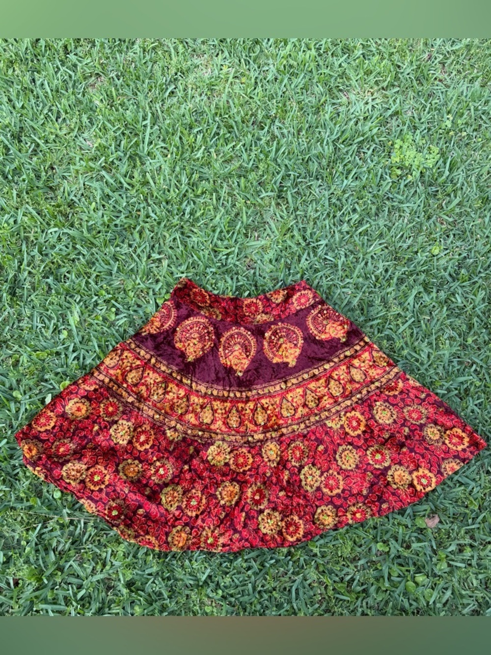Vintage Temptation NWT Velvet Tapestry Midi Skirt Boho Festival Y2K Medium - Picture 2 of 6